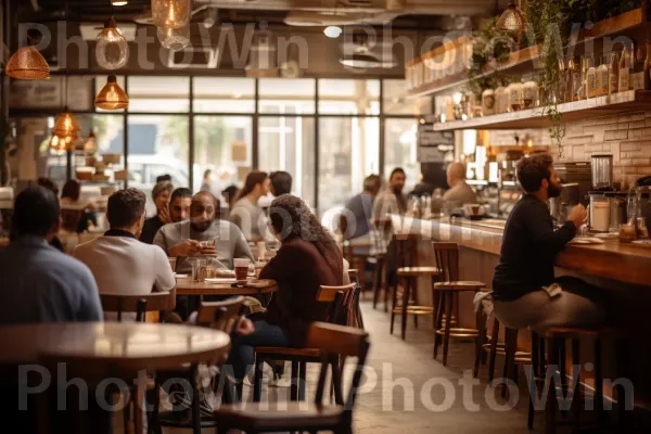 בית קפה עמוס המגיש קפה ארומטי ומאפים מעוררי תיאבון, ממדינת ישראל. שולחן, בִּניָן, אירוע