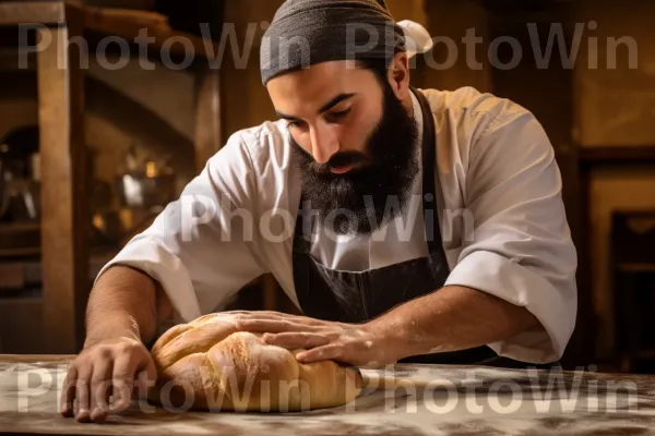 אופים מעצבים במיומנות בצק ללחם חלה מעורר תיאבון במאפייה מסורתית ממדינת ישראל. זָקָן, בישול, אָמָן