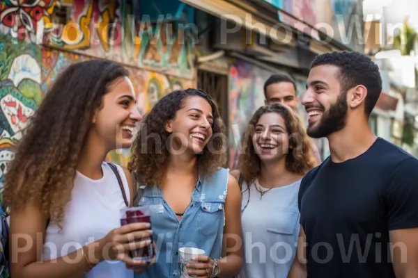 קבוצת צעירים בוחנים את סצנת האמנויות התוססת בעיר חיפה, ממדינת ישראל. יד, כלי שולחן, קהילה