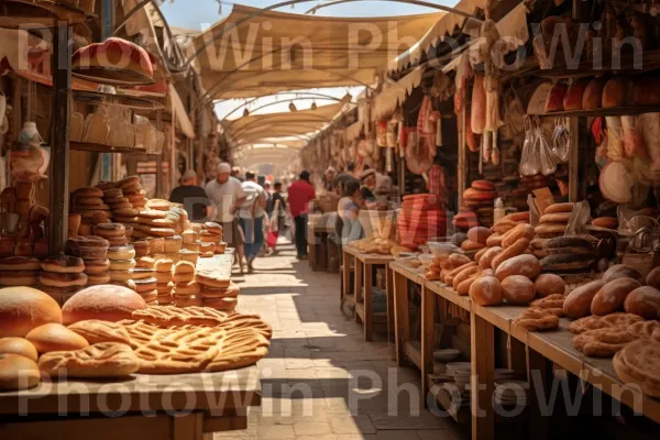 שוק תוסס ומלא רוכלים המוכרים לחם חלה טרי וריבות תוצרת בית ממדינת ישראל. מזון, מזון בסיסי, מוכר