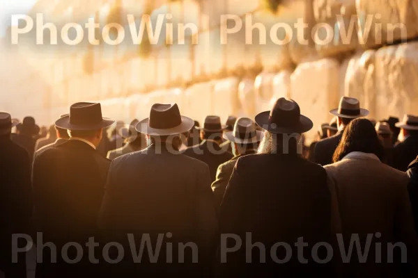 תפילת שחרית בכותל, עם יחידים עמוקי התבוננות ודבקות, ממדינת ישראל. כובע, כיסוי ראש, קָהָל