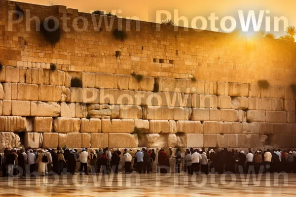 תפילות בכותל המערבי בעיר העתיקה, ירושלים, ממדינת ישראל. אוֹר, בִּניָן, אירוע