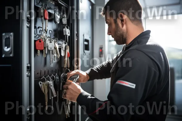 מנעולן מוכשר פותח דלת בביטחון עם כלים מיוחדים. עיצוב רכב, הַנדָסָה, חַשׁמַלַאי