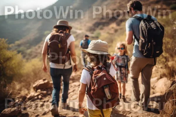 טיול משפחתי מצית את הסקרנות כשהם מגלים פלאים נסתרים. כובע, מִכְנָסַיִים קְצָרִים, אנשים בטבע