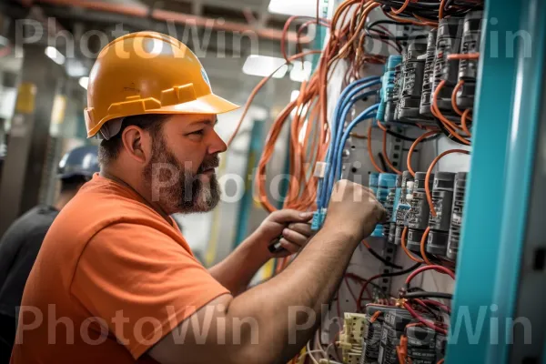 חשמלאי מבטיח חיבורים חלקים, מאיר חיים במומחיות. קַסדָה, חַשׁמַלַאי, חַשְׁמַל