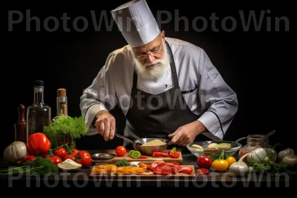 שף מנוסה מכין במיומנות תענוג קולינרי מעולה. מדי שף, שֶׁף, מתכון