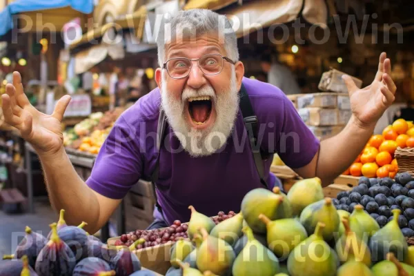 אדם נוגס בתאנה עסיסית, פרי יסוד בישראל. פרי, מוכר, מזון בסיסי