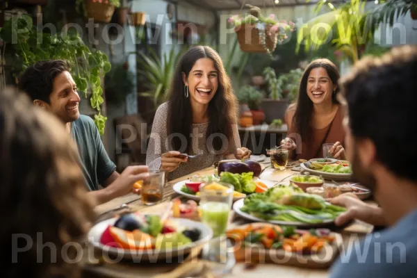 ישראלים נהנים מבראנץ\' בריא של טוסט אבוקדו ומלון טרי. כלי שולחן, בן אנוש, שיתוף