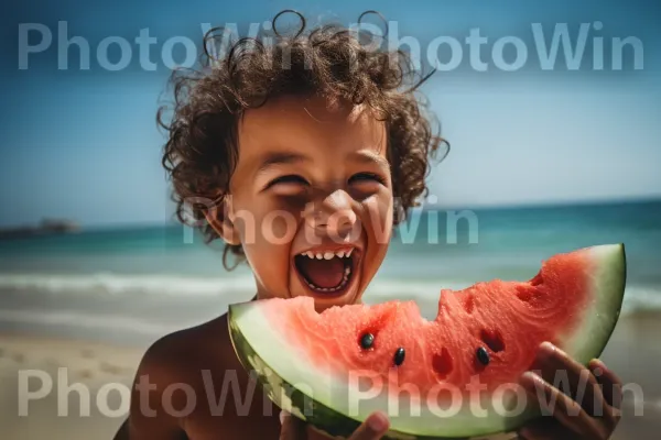 איש טועם פרוסת אבטיח ישראלי עסיסי ביום חם. חיוך, מזון, עַיִן