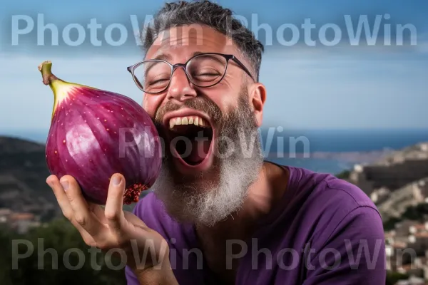 אדם מתענג על ביס מתאנה ישראלית קטיפתית. משקפיים, יד, טיפול חזון