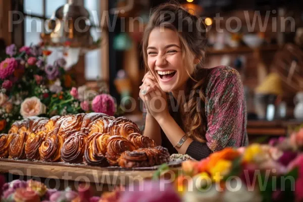 אישה מתפנקת עם פרוסת בבקה טרייה, לחם מתוק ישראלי פופולרי. מזון, פֶּרַח, כתום