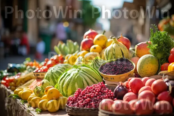 מבחר תוסס של תוצרת ישראלית טרייה ממנה נהנים המקומיים. רנגפור, פרי, צמח