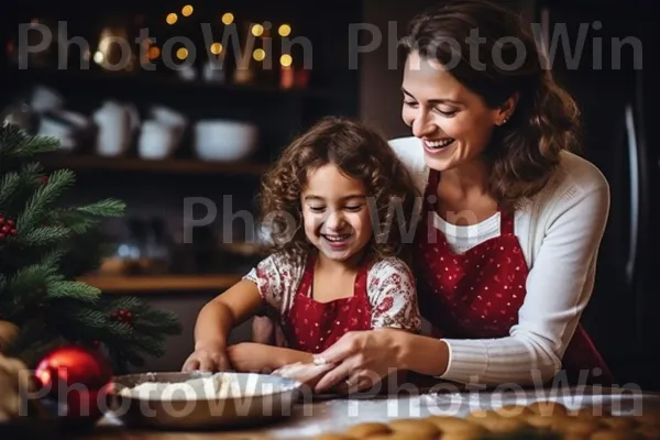 רגעי טיפוח כשאמא מלמדת את ילדה איך לאפות. מזון, צילום פלאש, מתכון