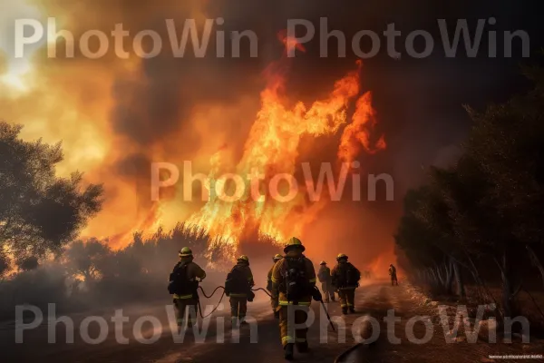 צוות של כבאים ישראלים מיומנים נאבקים באומץ בשריפה. אזור אקולוגי, לֶהָבָה, אש בשדה קוצים