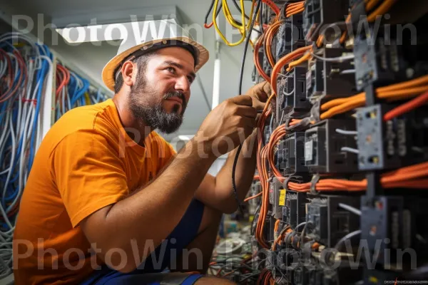 חשמלאי בחיווט קפדני של מערכת חשמל מבנים בבאר שבע. חַשׁמַלַאי, קבלן חשמל, מנהל רשת