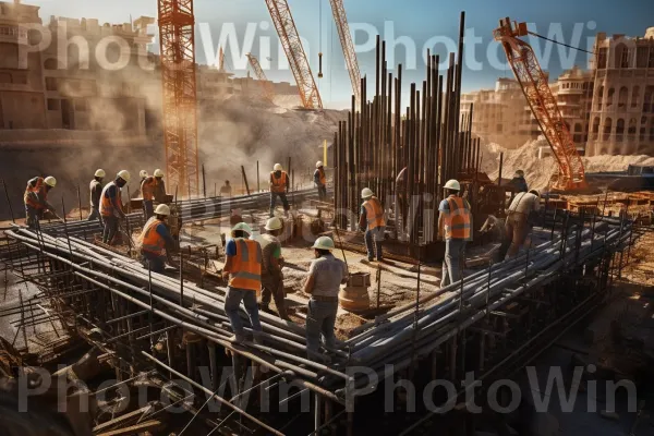 צוות בנייה ישראלי מגוון משתף פעולה בפרויקט מורכב. בגדי עבודה, עובד בניין, עץ