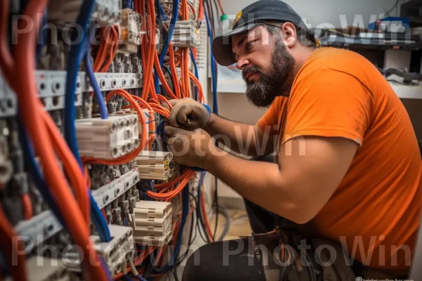 חשמלאי בחיווט קפדני של מערכת חשמל מבנים בבאר שבע. חַשׁמַלַאי, קבלן חשמל, הַנדָסָה