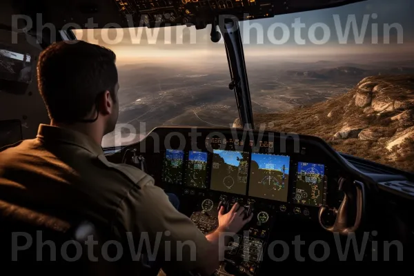 טייס ישראלי השולט בבקרה של מטוס חדשני. רכב, מכשירי טיסה, מחווה