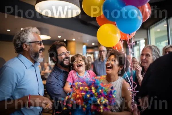 התכנסות רב דורית במסיבת ציון דרך, מלאה בצחוק. תַצלוּם, בן אנוש, בַּלוֹן