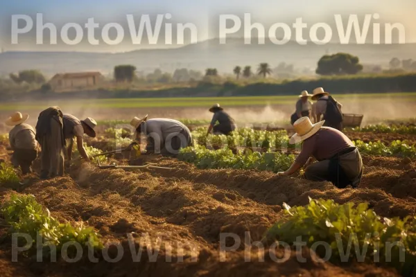 חקלאים ישראלים מתמידים מטפלים ביבול השופע שלהם בשדות. צמח, חַקלָאוּת, שַׂמֵחַ