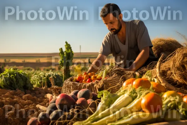 חקלאי ישראלי בעל תושייה דואג ליבול שופע. צמח, מַרכִּיב, ירק עלים