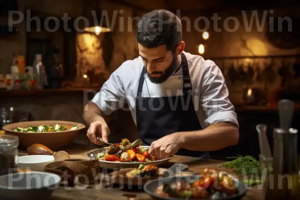 שף ישראלי מומחה מכין מנות מענגות לחווית אוכל בלתי נשכחת. מתכון, מִטְבָּח, בישול