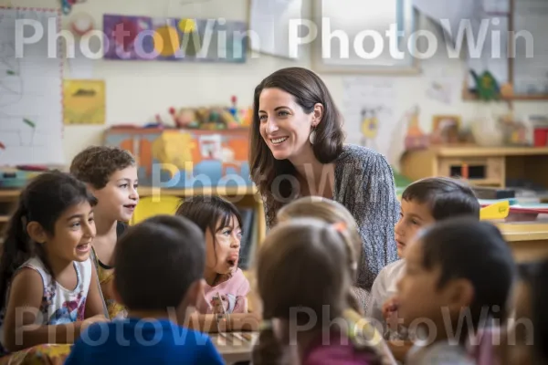 מורה מוכשר מעורר השראה במוחות צעירים בכיתה ישראלית. חיוך, חוּלצָה, שַׂמֵחַ