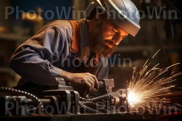 רתך ישראלי מיומן המחברת חלקי מתכת במומחיות ודיוק. קַסדָה, רַתָך, עיבוד מתכת