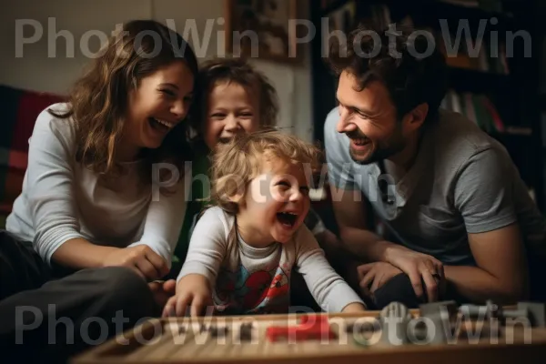 הקטנטנים מצחקקים בזמן שההורים מדגדגים אותם על ספה נעימה. בן אנוש, צילום פלאש, כֵּיף