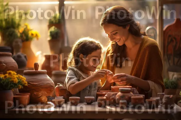 קשר עדין בין הורה לילד על פני תחביב משותף. תסרוקת, עציץ, בן אנוש