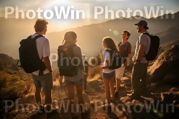 הרפתקאות משותפות וצחוק במהלך טיול משפחתי. שָׁמַיִם, הַר, סביבה טבעית