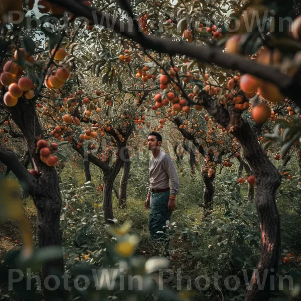 גבר גאה בן 38 המתמוגג מפירות עבודתו הקשה. צמח, זֶרֶד, עץ