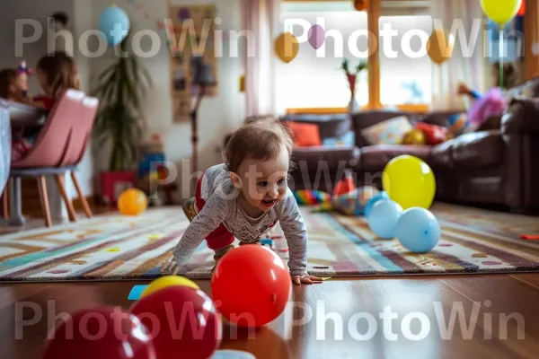 הצעדים הראשונים של הקטנטנים נחגגים בחיוכים מסביב. צַעֲצוּעַ, כֵּיף, כַּדוּר