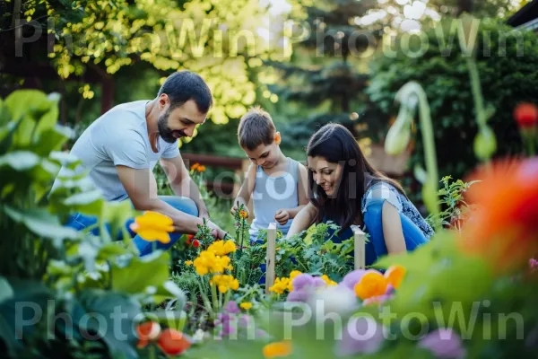 גינון משפחתי, טיפוח החיים המשותפים. חיוך, כתום, שַׂמֵחַ