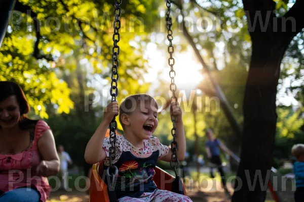 יום כיף בפארק עם הורים וילדיהם. אנשים בטבע, עֵץ, דֶשֶׁא