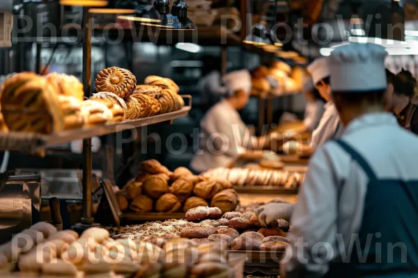 צוות אופים מיומנים היוצר בקפידה מאפים טעימים. מִטְבָּח, כובע, שׁוּק