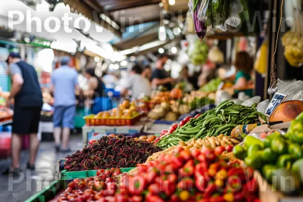 שוק תוסס בתל אביב, טעמים וריחות מפתים את מדינת ישראל. מוכר, מזון מלא, קמעונאות