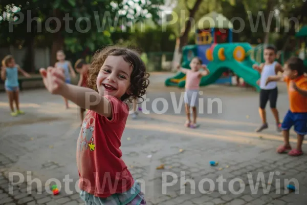 ילדים משחקים גאגא, משחק ישראלי פופולרי, בפארק שכונתי ממדינת ישראל. חיוך, הבעת פנים, שַׂמֵחַ