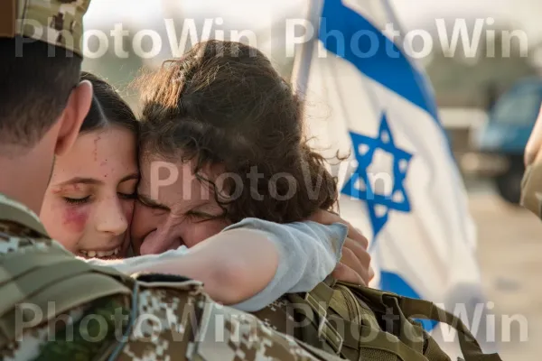 חייל מחבק את יקיריהם בחזרה הביתה, הקלה ואושר ממדינת ישראל. הסוואה צבאית, נֶחָתִים, איש צבא