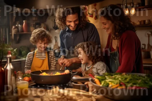 מפגש בישול משפחתי מלא באהבה ועבודת צוות. כלי שולחן, תשוקה לאוכל, צַלַחַת