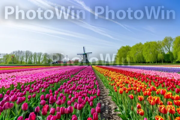 שדות צבעונים צבעוניים ב- Keukenhof, הולנד במהלך האביב. צמח, נוף טבעי, טֶבַע