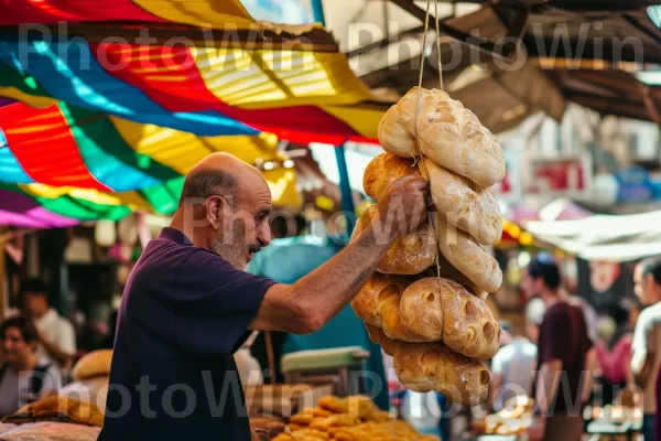 רוכלי רחוב מוכרים לחם חלה טרי שנאפה בימי שישי ממדינת ישראל. מזון, מוכר, מִטְבָּח