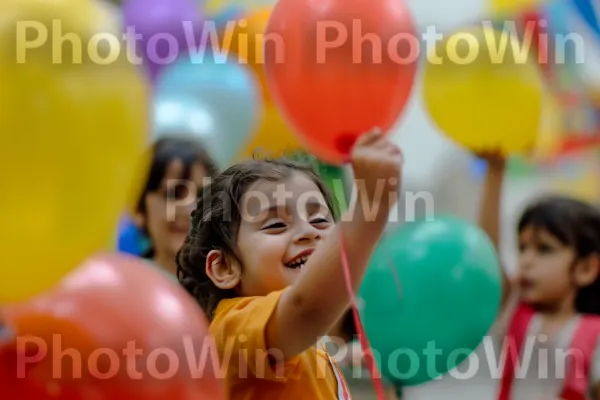 חגיגת יום הולדת מלאה בצחוק, בלונים והפתעות מתוקות. בַּלוֹן, צהוב, שיתוף