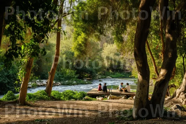 משפחות בפיקניק ביערות גליל עבותים, מתחברים לטבע ממדינת ישראל. צמח, עץ, צֵל