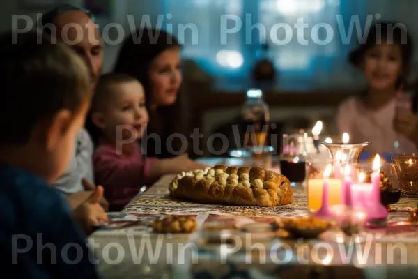 מפגש משפחתי לארוחת שבת בערב שישי, ממדינת ישראל. נר, שולחן, שיתוף