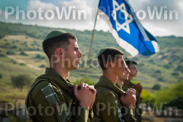 קבוצת חיילים חולקים רגע של אחווה, מגנים על מולדתם, ממדינת ישראל. הַלבָּשָׁה, הסוואה צבאית, מדי צבא