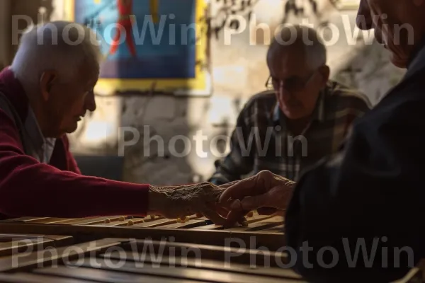 קשישים מקומיים שקועים עמוק במשחק שש בש בבית קפה מקומי, ממדינת ישראל. פְּסַנְתֵר, מוּסִיקָאִי, מקלדת