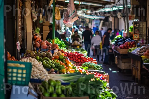 שוק מקומי שוקק צבעים מרהיבים ותוצרת טרייה, ממדינת ישראל. מזון, מוכר, מזונות טבעיים