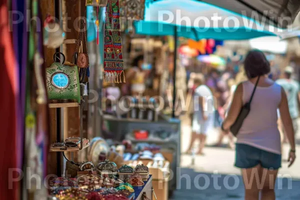 שוק רחוב תוסס המציג אומנים ישראלים ויצירותיהם, ממדינת ישראל. בן אנוש, טֶקסטִיל, אופנה