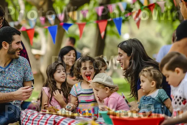 משפחות מתאספות בפארקים לפיקניק ברביקיו ביום העצמאות, ממדינת ישראל. ירוק, שַׂמֵחַ, כֵּיף